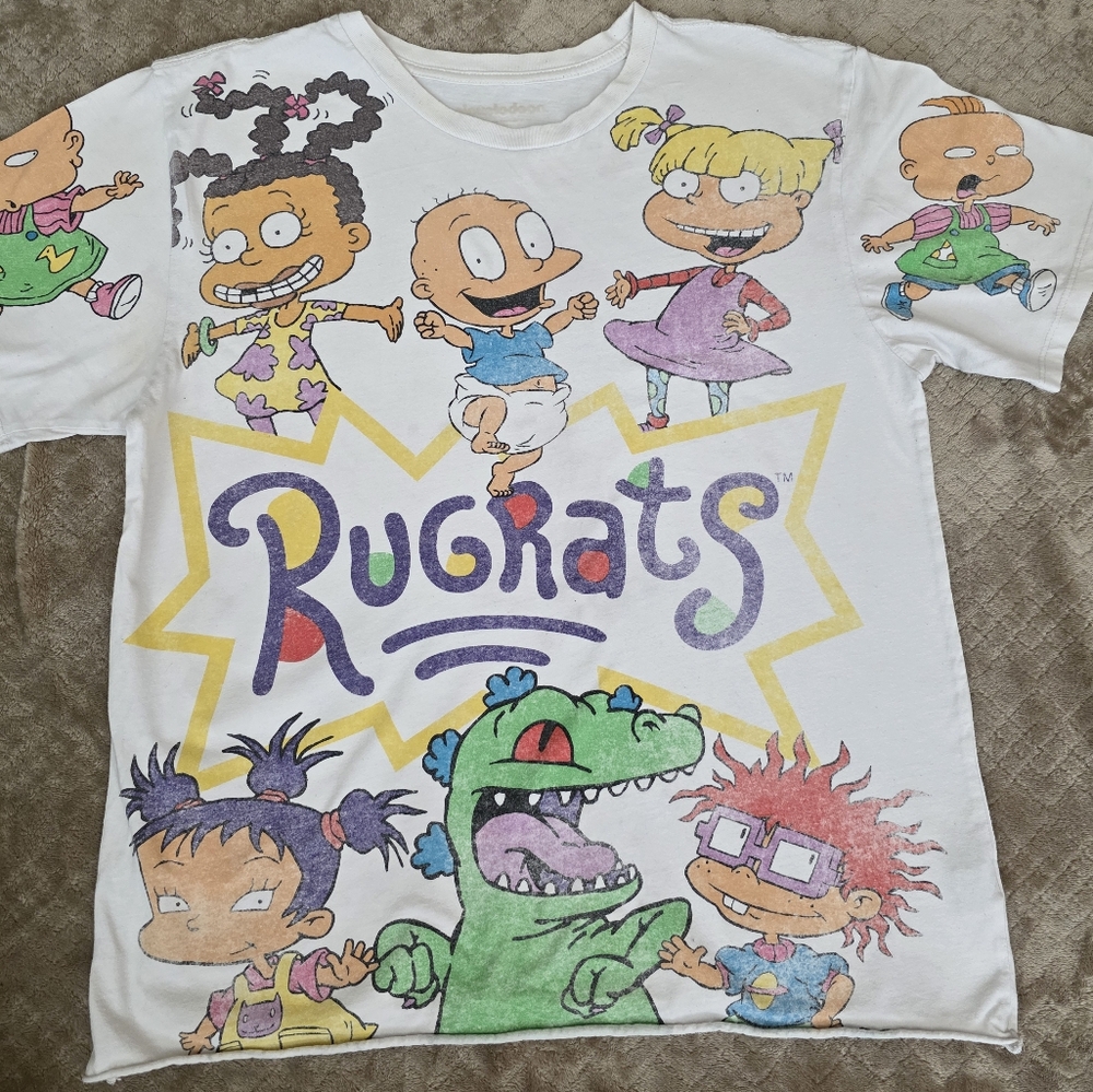 * Nickelodeon Rugrats White Tee - Short Sleeve, Vintage, Cartoons Sz Large - Picture 1 of 4
